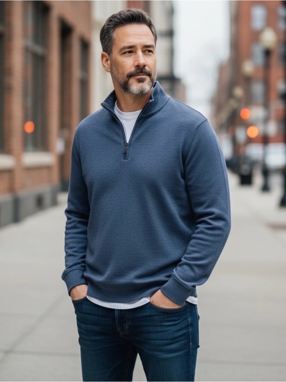 Van Heusen Men's Quarter-Zip Pullover in Dusty Blue